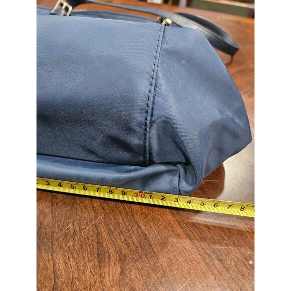 T by Talbots Navy Blue Shoulder Tote Bag Double Pocket Nylon Travel Work Bag - Picture 7 of 7